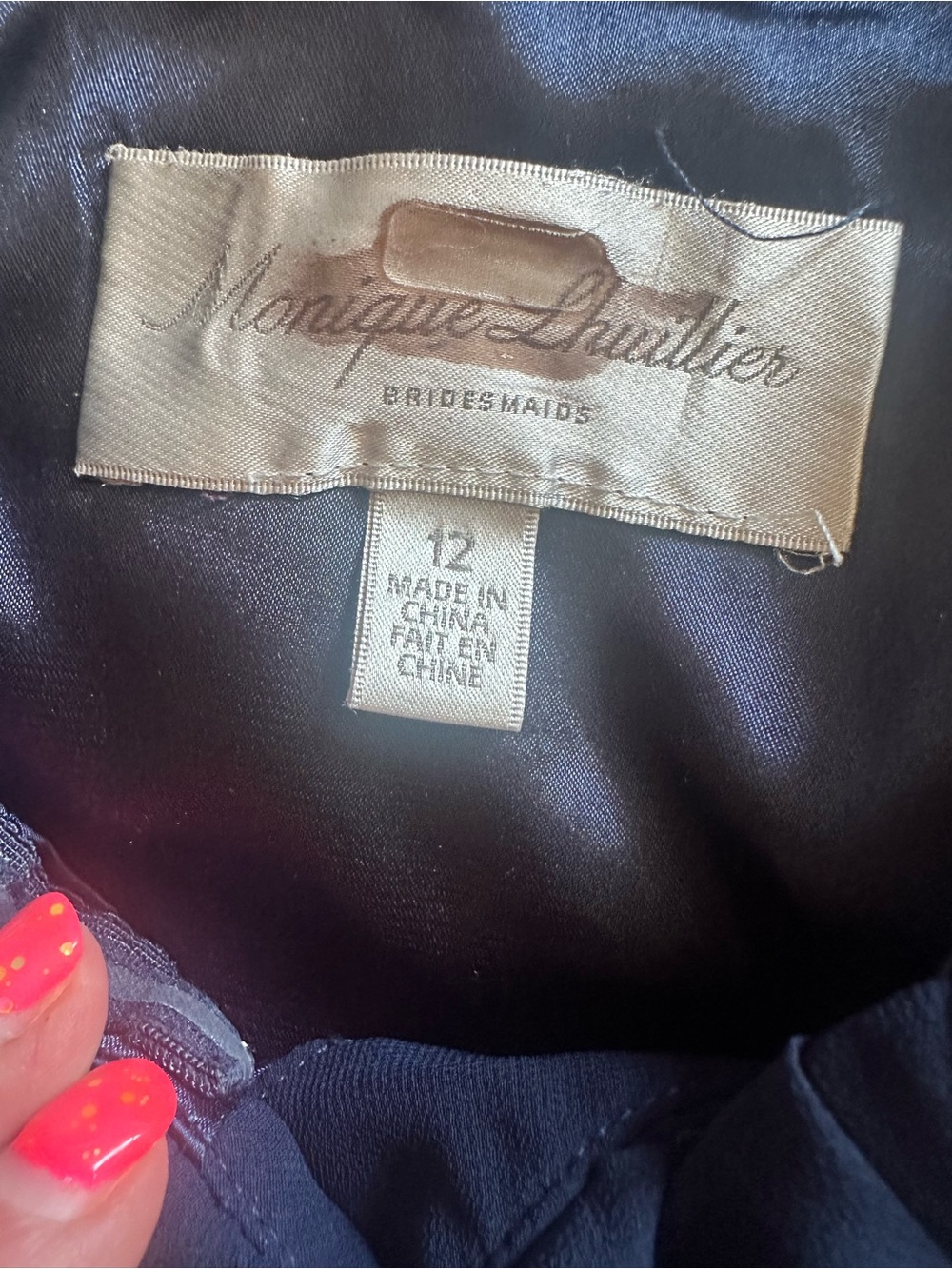 Monique Lhuillier Strapless Midnight Blue Chiffon Gown US12 - Picture 2 of 6